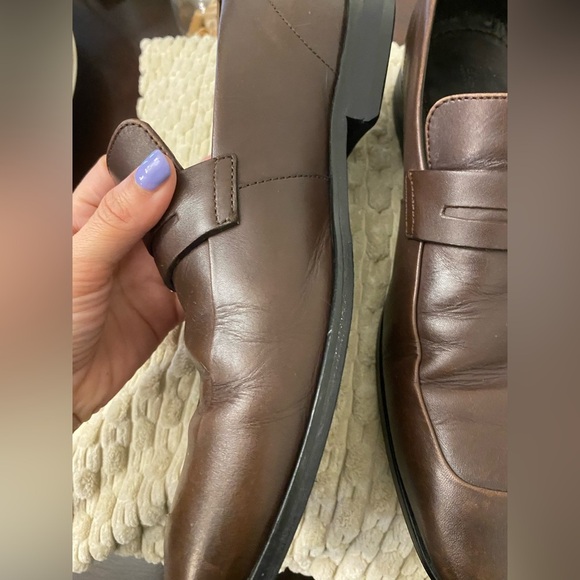 Hugo Boss Penny Loafers Men's 8 Dark Brown Leather Dress, runs large - Picture 2 of 16